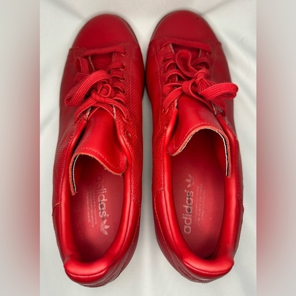 Adidas Men’s Stan Smith’s Adicolor Scarlet Red Leather Sneakers Size 13 - Picture 8 of 11
